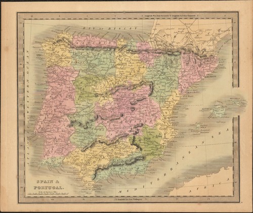 1840 spagna portogallo mappa - spagna, e