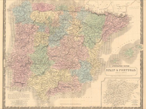1845 spagna portogallo mappa - 1845,
