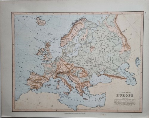 1878 antica mappa - mappa, fisica
