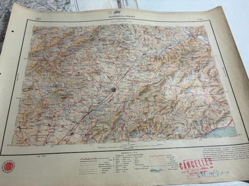Mappa spagna 1922 villafranca - spagna,