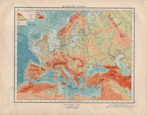 1914 mappa europa fisica - fisica, ~