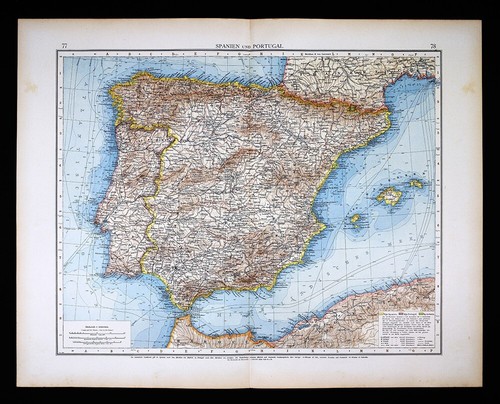 1901 mappa andrees spagna - mappa,