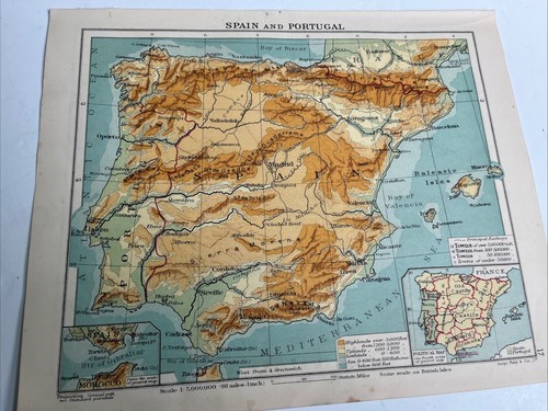 1923 mappa spagna e - spagna,