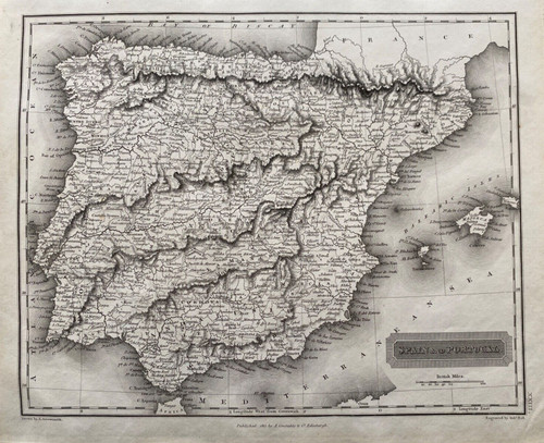 Mappa antica 1817 - spagna, e