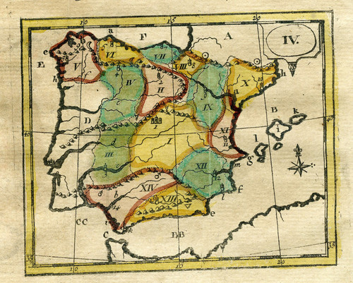 Antica mappa spagna - antica, 7"