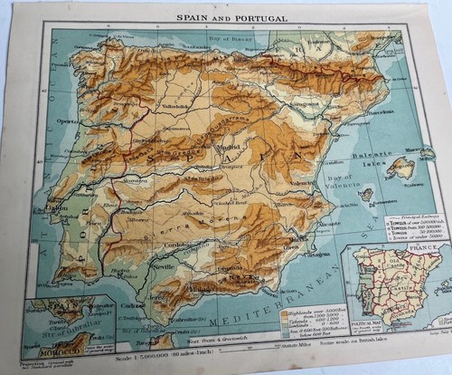 1923 mappa spagna e - mappa, di