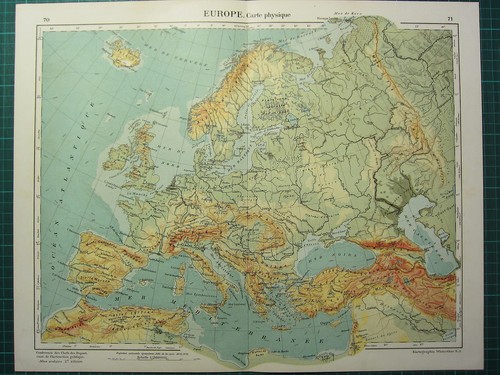 1921 mappa europa fisica - mappa, ~